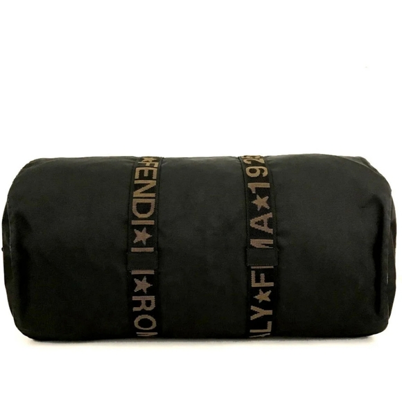 FENDI BLACK NYLON LEATHER 2 WAY TRAVEL HAND BAG/1A4261 - Picture 6 of 14